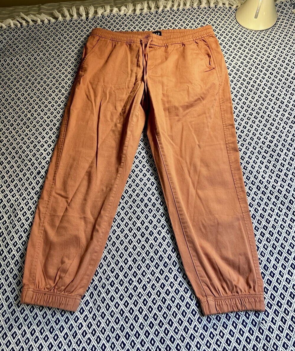 GAP Chino Joggers LG Pink/Orange Lightweight Pockets Cozy Casual Lounge